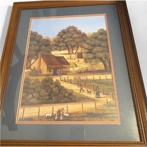 B‎ Cummings 1985 Farmhouse Folk Art Print Limited Edition 1/2000 Framed